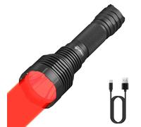 UltraFire Linterna de caza de luz roja recargable, 620 - 630 nm, luz roja, 350 metros de alcance, 2 modos para visión nocturna, astrofotografía, fotografía de cuarto oscuro, C15S-R