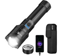 ULTRAFIRE Linterna LED recargable de 1500 lúmenes con lente de encendido, linterna táctica con zoom con funda para cinturón, 3 modos para acampar al aire libre, senderismo, Z10