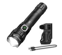 ULTRAFIRE Linterna táctica con funda, linterna LED recargable de 1200 lúmenes con soporte para cinturón de trabajo, linterna de policía de 3 modos para aplicación de la ley, patrullas, seguridad