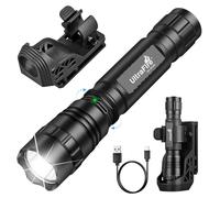 ULTRAFIRE Linterna táctica recargable con funda, 1000 lúmenes, 3 modos, linterna LED con soporte para linterna para cinturón de trabajo, para policía, aplicación de la ley, camping, WF-501BX