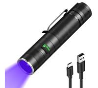 Ultrafire Linterna UV 365nm Recargable, 10W Luz UV de Alta Pureza con Filtro Negro, USB-C Lámpara Ultravioleta para Detectar Minerales Fluorescentes, Vidrio de Uranio, Detección de Fugas
