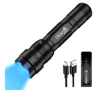 ULTRAFIRE Linterna UV de 365 nm, luz LED negra, luz UV con zoom, pequeña lámpara ultravioleta para detectar manchas de orina de mascotas, curado de resina, identificación de vidrio mineral de roca