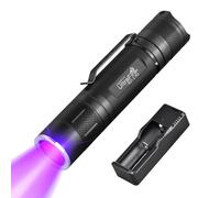 UltraFire Linterna UV LED de 395 nm, luz negra, pequeña lámpara UV, luz de resina UV, lámpara ultravioleta para atar moscas, curar resina, detectar orina de animales, rastros de sangre