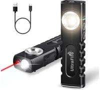 ULTRAFIRE Luz de trabajo LED recargable de 350 lúmenes, toch LED plano con haz rojo, 3 modos de bolsillo con imán y clip para trabajar, reparación de automóviles, emergencia