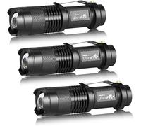 ULTRAFIRE Paquete de 3 mini linternas LED de modo único con zoom, linterna pequeña de 300 lúmenes, linterna de bolsillo brillante SK68