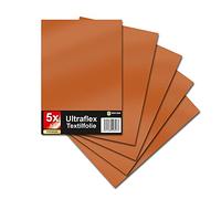 Ultraflex S - Lámina textil para plóter (61 colores, DIN A4, 30 x 20 cm, mate, para plóter, para ropa, camisetas, accesorios DIY (11 marrón claro, juego de 5)