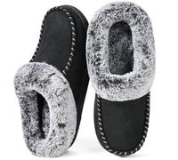 ULTRAIDEAS Pantuflas cómodas mocasines de espuma viscoelástica de ante para mujer, zapatos Slip-on para mujer con suela de goma antideslizante, Negro, 36/37 EU