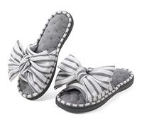 ULTRAIDEAS - Pantuflas con Punta Abierta de Espuma viscoelástica para Mujer, con Suela de Goma Antideslizante para Interiores yexteriores,Gris Claro,38/39EU