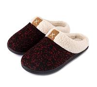 ULTRAIDEAS Zapatillas Casa Mujer de Espuma Viscoelástica con Forro de Felpa, con Suela de Goma Antideslizante para Interiores y Exteriores,Rojo EU 38/39