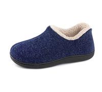 ULTRAIDEAS Zapatillas de casa de mujer con espuma de memoria y forro polar, con suela de goma antideslizante para interiores y exteriores,Azul Marino,42 EU