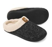 ULTRAIDEAS Zapatillas de Casa para Hombres de Espuma Viscoelástica con Forro de Felpa, sin Cordones, con Suela de Goma Antideslizante para Interiores y Exteriores, Gris, 40/41 EU