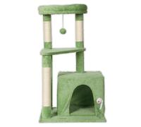 ULTRALARK Tree Tower Scratching Posts Multilevel Cat Climbing House with Condos & Ladder Cat Activity Centre for Indoor Cats, Green