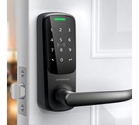 ULTRALOQ Latch 5 - Cerradura inteligente WiFi integrada con NFC, cerradura de puerta de entrada sin llave 5 en 1 con Bluetooth, mango inteligente con teclado (negro)