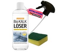 Ultrana - Disolvente de cal biológico para baño, cocina, grifos y ducha, elimina depósitos de cal higiénico, biodegradable, fabricado en Alemania + esponja Olanmarp extra fuerte (con cabezal