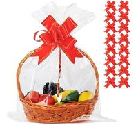 UltraOutlet Bolsas de celofán grandes resellables de 18 x 24 pulgadas (paquete de 50) + 50 cintas rojas