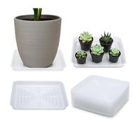 UltraOutlet Paquete de 20 bandejas cuadradas para plantas de 12 pulgadas para exteriores e interiores, platillos transparentes para macetas para atrapar la bandeja de goteo de agua (20, 12 pulgadas)