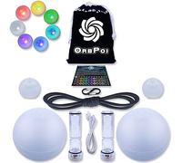 UltraPoi OrbPoi Set - Orb Poi con asas de perilla no LED - Bolas LED Poi de contacto recargables por USB con más de 30 modos de color y patrones intermitentes - Bolas giratorias LED Poi con fundas
