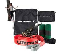 Ultrasport 25m Slackline Avanzar con carraca incl. bolsa de transporte, slackline para principiantes, niños y familias, disponible con protector de árboles, juego de slackline, slackline aptitud