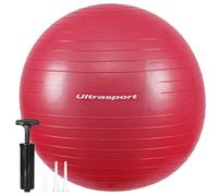 Ultrasport 45cm Pelota de Pilates, Fitness, Yoga, Embarazo, Fitball para Ejercicios Gimnasia 45 cm I hasta 300 kg, Antideslizante, Anti-Burst I Hinchador Incluido, Burdeos