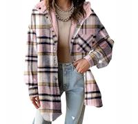 Ultrasport - Abrigo de franela para mujer, diseño a cuadros, Rosa., M