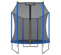 Ultrasport Cama elástica jardín Uni-Jump, Cama elástica para niños, Ø 244 cm, Juego Completo Cama elástica Que Incluye colchoneta Salto, Red de Seguridad, Poste Red Acolchado y Cubierta Borde, Azul