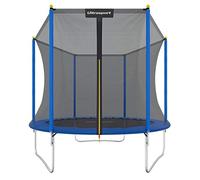 Ultrasport Cama elástica jardín Uni-Jump, Cama elástica para niños, Ø 244 cm, Juego Completo Cama elástica Que Incluye colchoneta Salto, Red de Seguridad, Poste Red Acolchado y Cubierta Borde, Azul