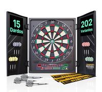 Ultrasport Diana electrónica con y sin Puertas, para un hasta 16 Jugadores, Pantalla LED, Incluye línea de Tiro, 12 Dardos y 100 Puntas, Adecuada para Fiestas, Unisex Adulto, Negro, Talla única