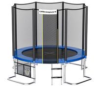 Ultrasport Jumper Cama elástica de jardín, Ø 305 cm, incl. red de salto, muelles, red de seguridad, postes de red acolchados y protectores de bordes, resistente a intemperie, máx. carga 160 kg, Azul