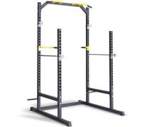 Ultrasport Power Rack, Rejilla multifuncional para entrenamiento efectivo todo cuerpo, construcción acero, perfecto principiantes y pros, multigimnasio con barra, torre Aptitud, Negro/Rojo