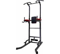 Ultrasport Power Tower Avanzado, estación Fitness, Gimnasio casa, Multigimnasio, estación inmersión Barra dominadas, empuñaduras para Flexiones, Regulable en Altura, Entrenador Abdominales,Negro-Rojo