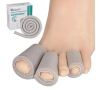 Ultrassist Funda para dedos con superposición, tamaño pequeño, rollo de 5/8 pulgadas, diámetro interior de 36 pulgadas, protectores de dedos de esponja gris para ampollas, juanetes, callos