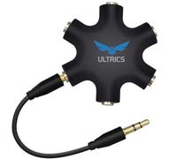 ULTRICS Divisor de Auriculares, 5 Salidas 3.5mm Jack Macho a Hembra Estéreo Adaptador, Headset Conector Divider para Compartir Música, Audio Splitter para iPhone Samsung MP3 PS4 Xbox Laptop - Negro