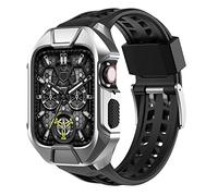 ULTRNICC Carcasa de metal con correa compatible con Apple Watch, correa de 44 mm y 45 mm de acero inoxidable de protección militar para iWatch Series 8/7/SE/6/5/4, Divisor, 44mm, Militar
