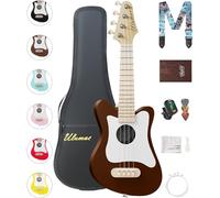 Ulumac Ukelele soprano, forma elegante con golpeador blanco de abeto de 21.5 pulgadas, kit de ukelele principiante con bolsa de concierto, afinador digital, cuerdas de reemplazo, 3 púas de guitarra