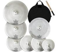 ULUOBO Paquete de platillos de bajo volumen, platillos silenciosos, juego de platillos silenciosos para práctica de bateristas, spalsh de 10 pulgadas, hihat de 14 pulgadas, choque de 16 pulgadas