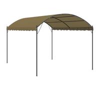 ULUYYUC Carpa para jardín, 4 x 3 x 2,6 m, protección solar, color gris topo | Estructura de acero estable para jardín y terraza con techo de poliéster que da sombra y dos metros de altura de paso.