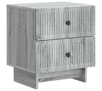 ULUYYUC Mesita de noche Sonoma gris 43 x 34,5 x 47,5 cm de madera con 2 cajones, mesa auxiliar moderna estilo vintage para dormitorio y salón