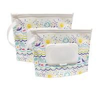 ULVBABI Contenedor portátil de tamaño pequeño para toallitas húmedas (7 x 5.4 pulgadas), dispensador de toallitas para bebés reutilizable y recargable, respetuoso con el medio ambiente, práctico