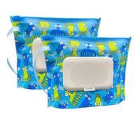 ULVBABI Contenedor portátil de tamaño pequeño para toallitas húmedas (7 x 5.4 pulgadas), dispensador de toallitas para bebés reutilizable y recargable, respetuoso con el medio ambiente, práctico