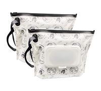 ULVBABI Contenedor portátil de tamaño pequeño para toallitas húmedas (7 x 5.4 pulgadas), dispensador de toallitas reutilizables y rellenables, respetuoso con el medio ambiente, práctico estuche de transporte para toallitas de pañales de viaje (Moon Girl)