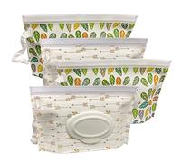 ULVBABI Dispensador portátil de bolsas de toallitas húmedas (paquete de 4), bolsas reutilizables para desechar pañales de bebé, soporte dispensador personal de viaje recargable, mantiene las toallitas