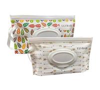 ULVBABI Dispensador portátil de toallitas húmedas (2 unidades), bolsas reutilizables para desechar pañales de bebé, rellenables para viajes personales, mantiene las toallitas húmedas (patrón de hojas