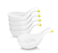 ULWSKY Juego de 5 cuencos de cerámica con diseño de pato, tazas de condimentos de 1.5 onzas, plato de salsa de soja, apilables, platos de aperitivos, cuencos para salsa de tomate, salsa barbacoa,