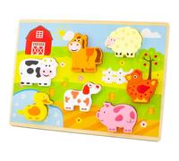 Ulysse Couleurs d'Enfance- Animales de Granja Puzzle de Madera, Talla única (1574)