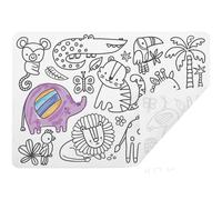 Ulysse Couleurs d'Enfance- Animales de la Sabana Silicona: Juego de Mesa para Colorear, Tema Saludable, Color Blanco, 37 X 26 CM (7116)