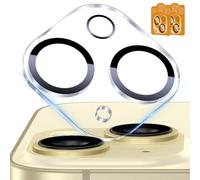 UM UNIQUEME Protector Cámara para Para iPhone 15/15 Plus - 3 Unidades, Ultra HD Clara, Anti-Arañazos, Ultra Resistente, Cristal Templado 9H