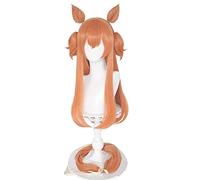 Uma Musume Mayano Top Gun Cosplay Peluca Uma Musume Pretty Derby Naranja Peluca con Pony Orejas Pelo Sintético Resistente al Calor