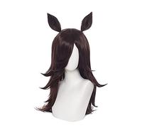 Uma Musume Pretty Derby Rice Shower Cosplay Peluca con orejas largas marrones resistentes al calor peluca de pelo sintético para fiesta Hallowen Party Juego de rol