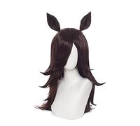 Uma Musume Pretty Derby Rice Shower Cosplay Peluca con orejas resistente al calor sintético largo pelo marrón peluca de fiesta
