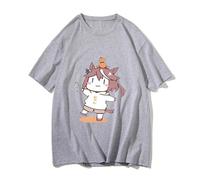 UMA Musume Pretty Derby T Shirt Men Harajuku Aesthetic Cartoon Graphic Kawaii Tops Unisex Streetwear Cotton Tees Shirts 2 Grey XXL